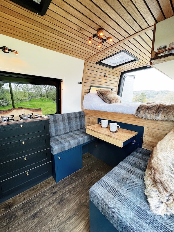 Black Mercedes Sprinter Campervan Interior by Brown Bird and Company