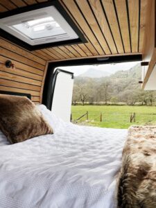 Black Mercedes Sprinter Campervan Interior by Brown Bird and Company